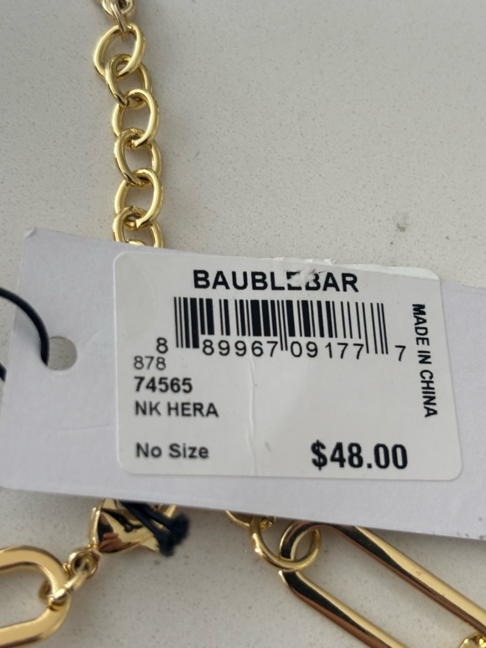 BaubleBar Gold Paperclip Link Chain Necklace - Polished Gold Finish 18-20” - Picture 4 of 7